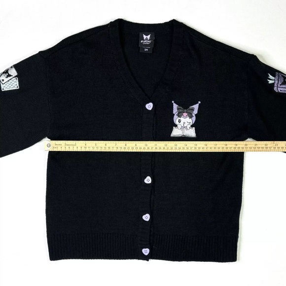 Kuromi Sanrio Embroidered Cardigan Women’s Small Sweater Fortune Teller Black - Picture 11 of 13